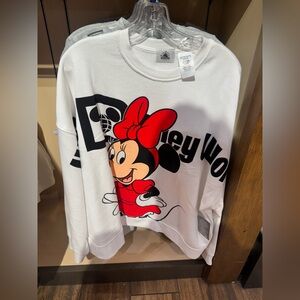 Minnie Mouse Crew White Neck Sweater Walt Disney World Resort Pullover